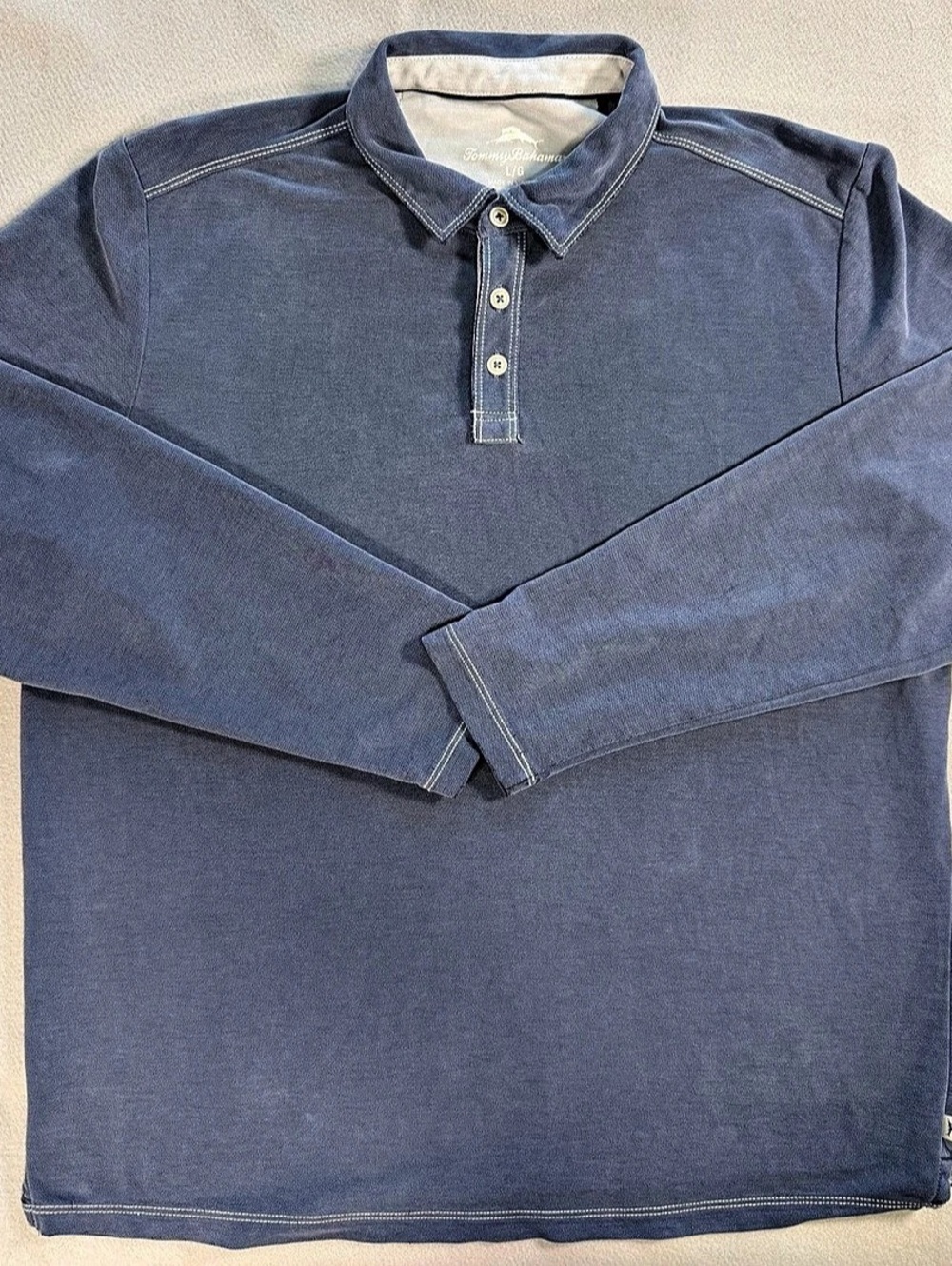 Tommy Bahama Men's Long Sleeve Polo Shirt Slate Blue Size Large20